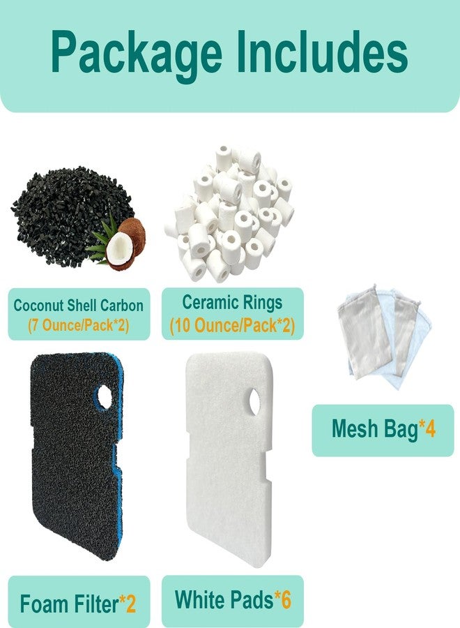 beaufan 16 Pack Aquarium Filter Media Set Replacement for Penn-Plax Cascade 700 & 1000 Canister Aquarium Filters, Includes Bio Sponge Filters, White Floss Pads, Activated Carbons, Ceramic Rings & Mesh Bags - Image 3